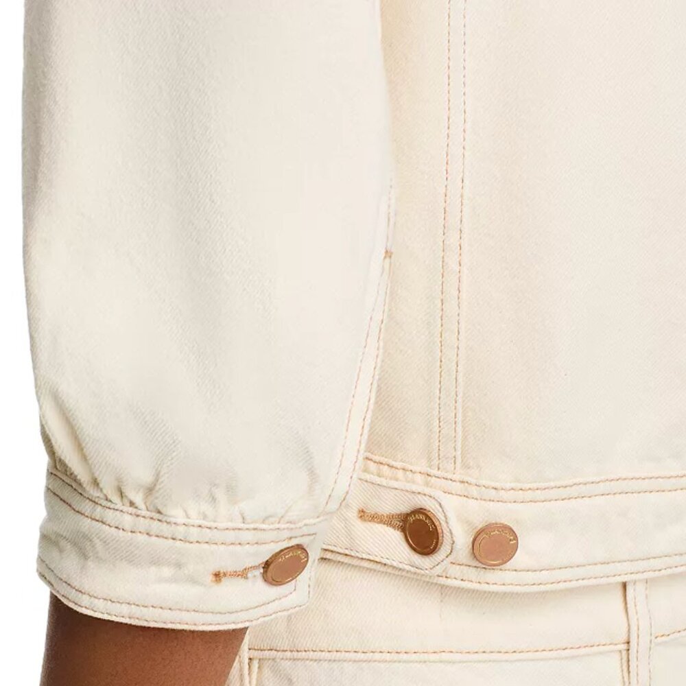 Blank NYC Cake Topper | Puff Sleeve Cream Denim Jacket | Sz M | *New w Tag* - Picture 5 of 8